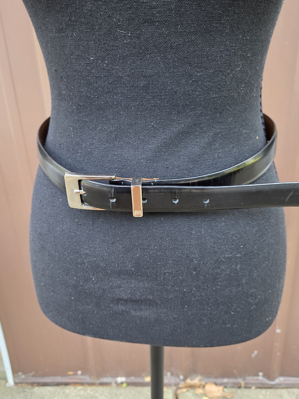 Ralph Lauren Black Patent Leather Women’s Belt with Solid Brass Buckle